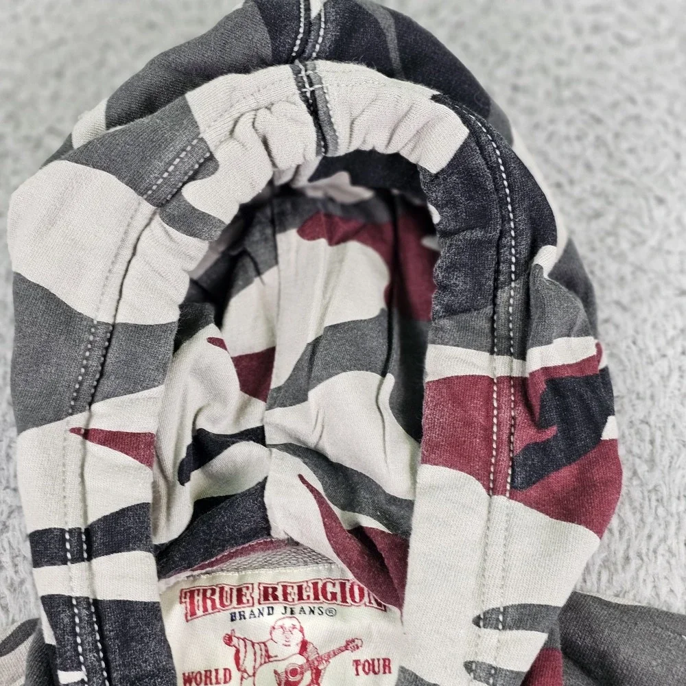 True Religion Hoodie Mens Small Camo Buddha The Buddha Brand Pullover Sweatshirt